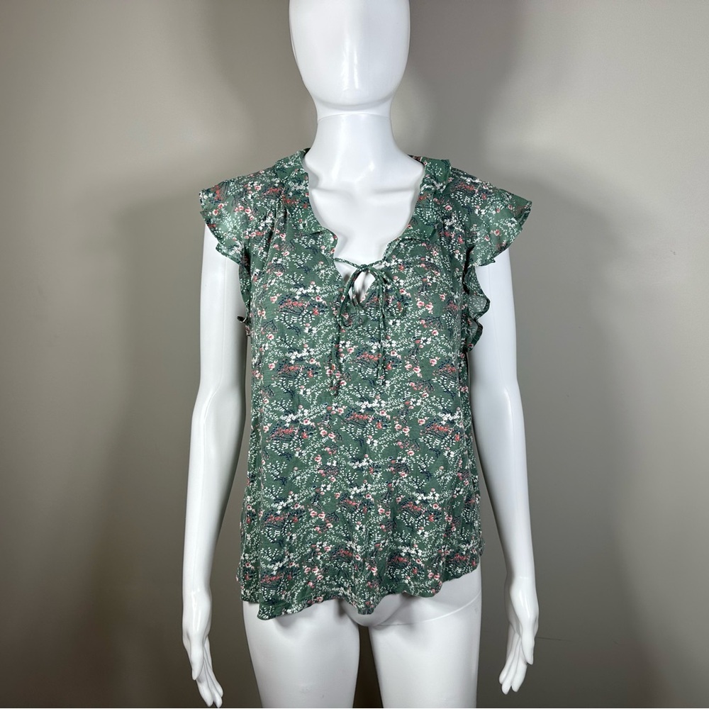 Lucky Brand Ruffle Floral Print Sleeveless Blouse - Picture 2 of 6